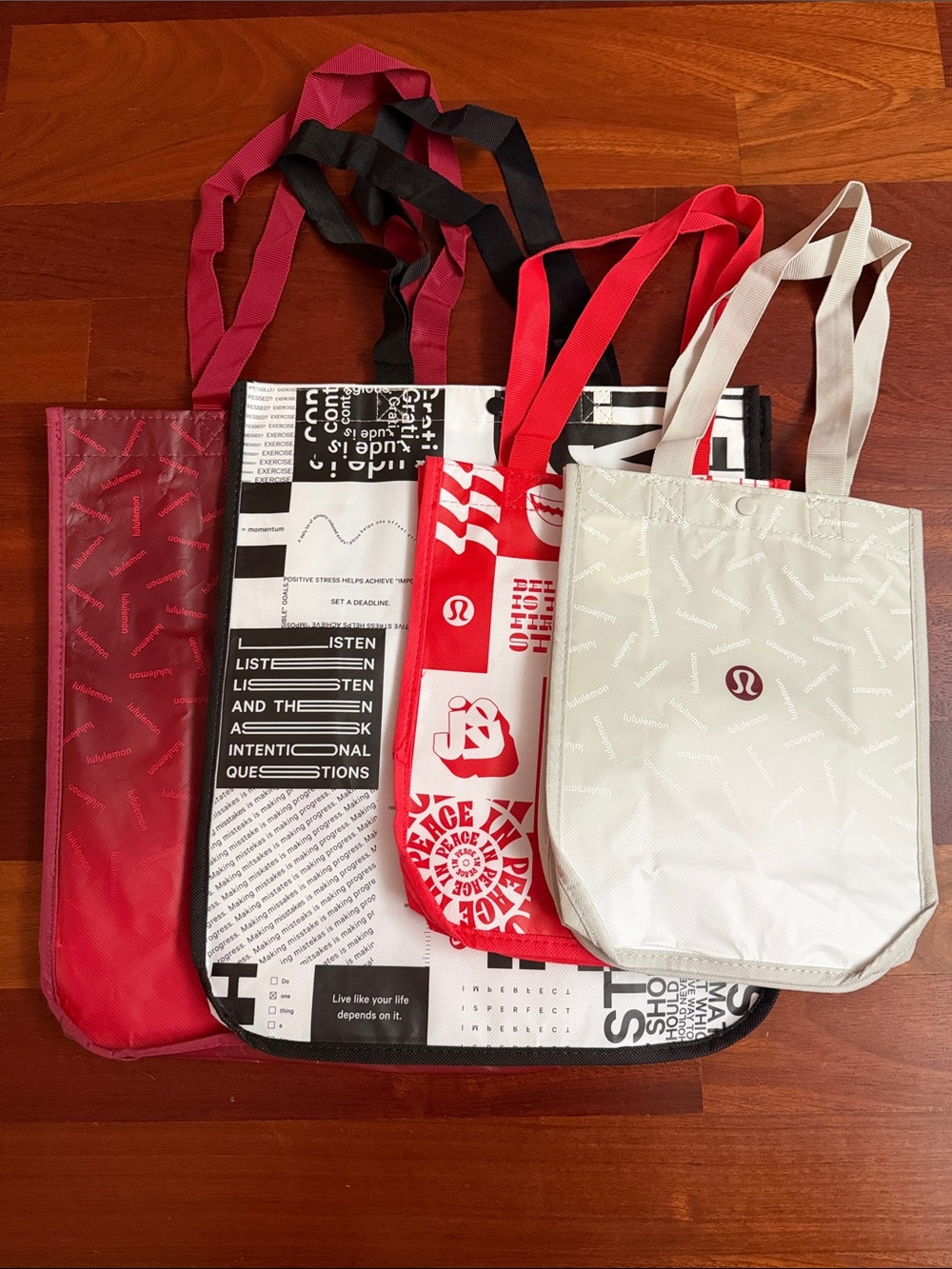 lululemon athletica Red, Black, White, Cream Tote Bag Set